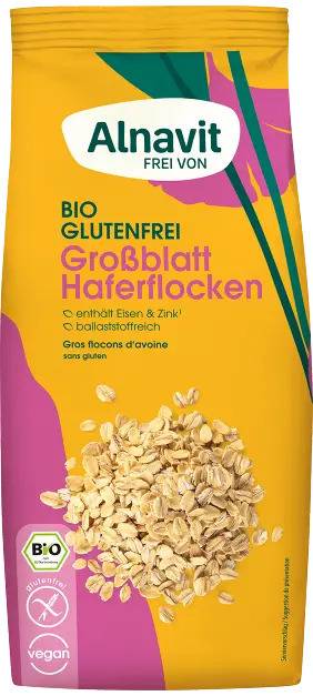 Fulgi de ovaz mari, fara gluten, eco-bio, 450g - Alnavit