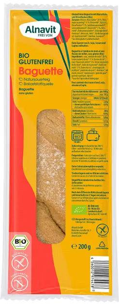 Bagheta, fara gluten, precoapta, eco-bio, 200g - Alnavit