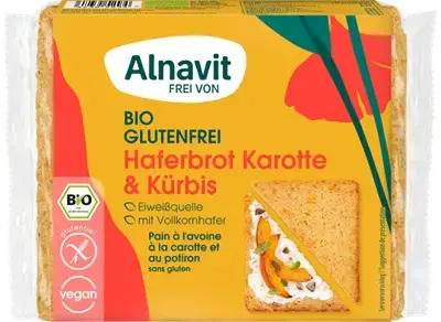 Paine cu ovaz, morcov si dovleac fara gluten, bio, 250g - Alnavit