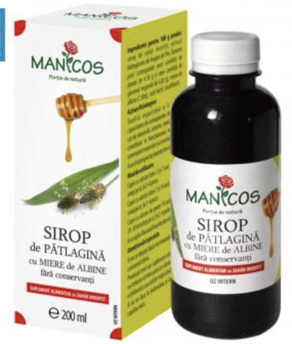 Sirop de patlagina cu miere 200ml - Manicos