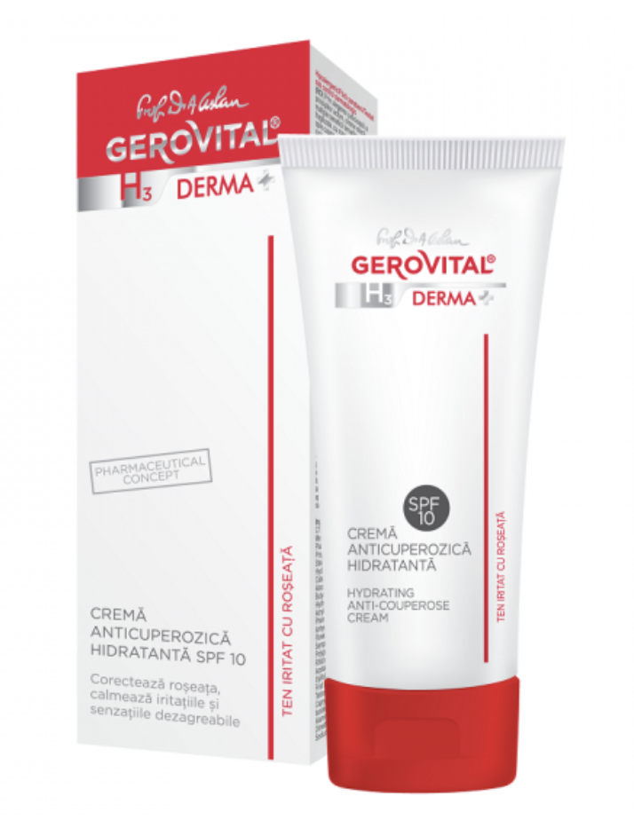 Crema anticuperozica hidratanta SPF10, Gerovital Derma H3, 50ml - Gerovital