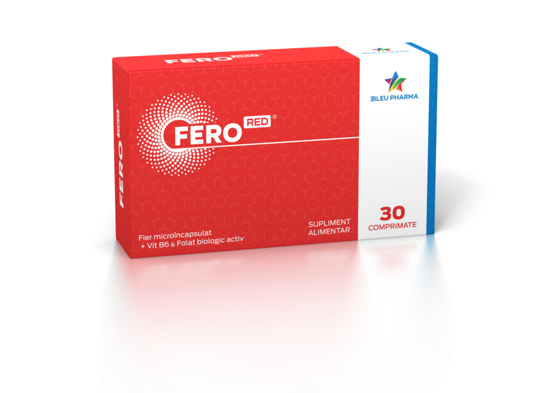 FERORED - fier complet cu vit. B6 si folat, 30 comprimate, BLEU PHARMA