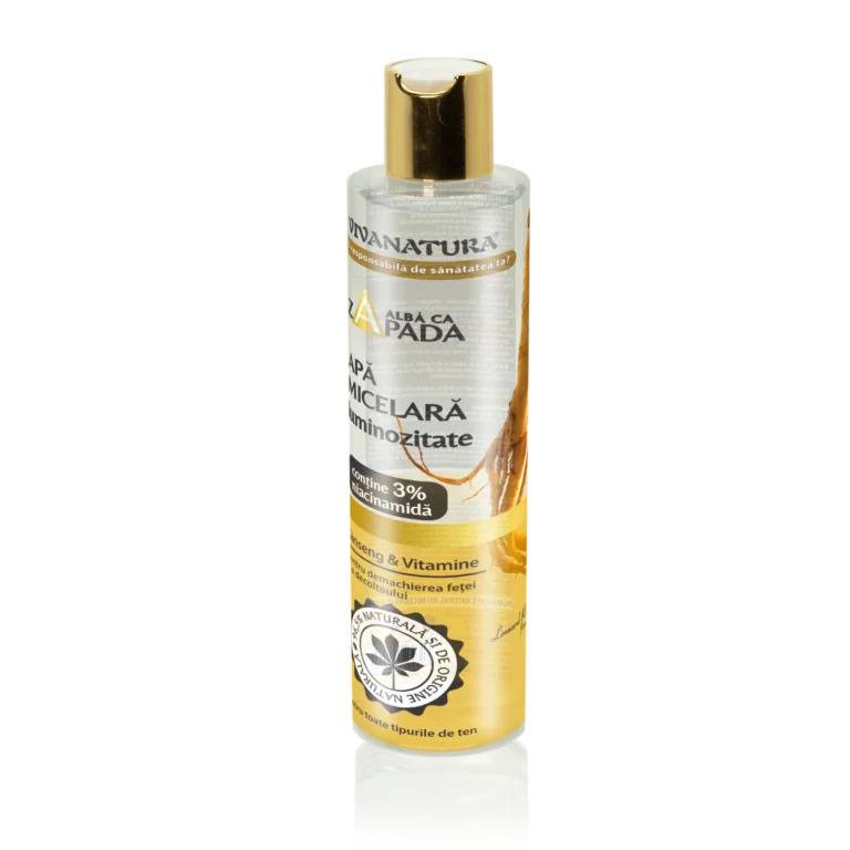 Apa micelara pentru luminozitate – Alba ca Zapada cu Ginseng si vitamine 250ml,  VIVANATURA