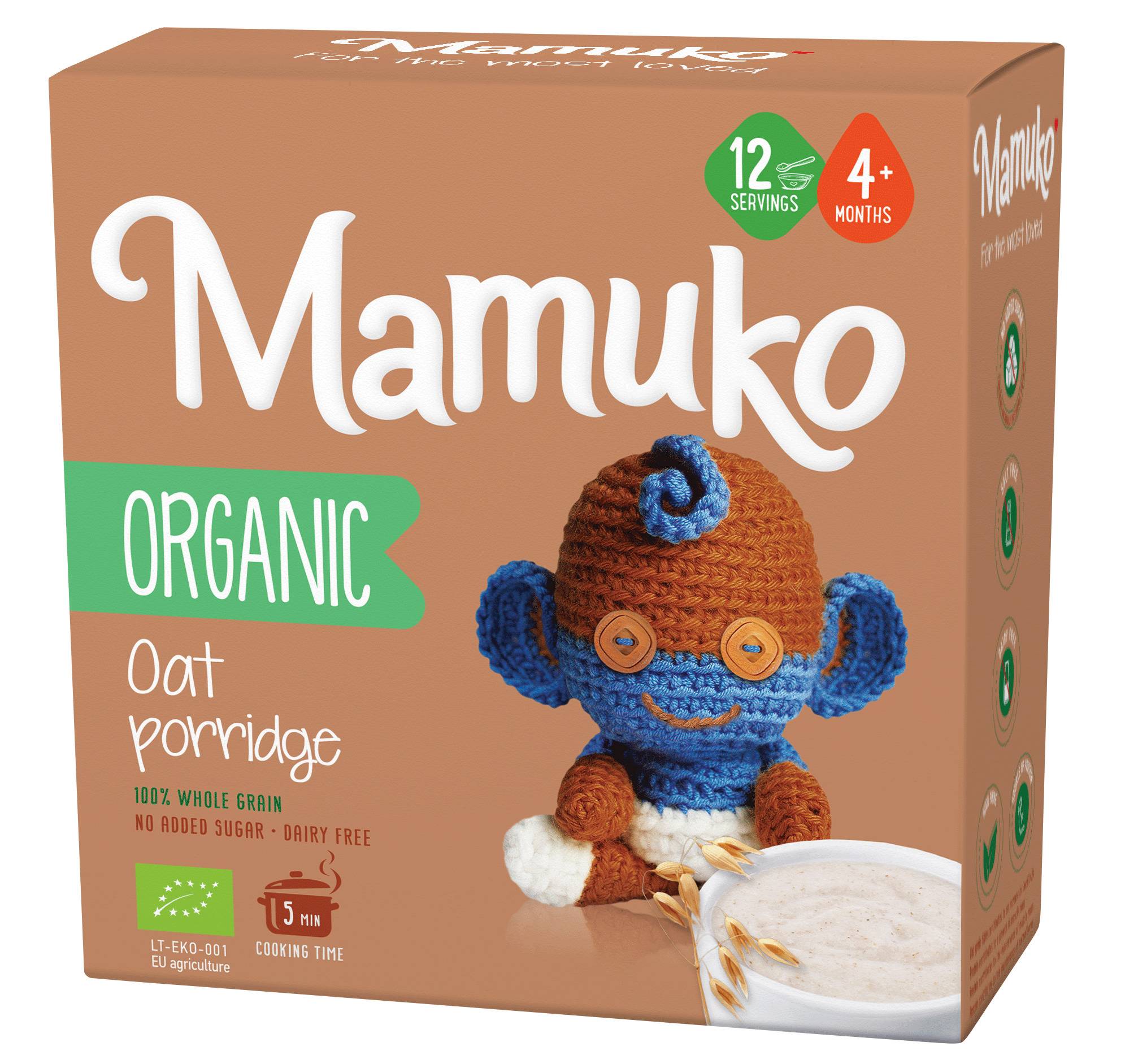 Porridge din ovaz, eco-bio, 4+ luni, 200g Mamuko