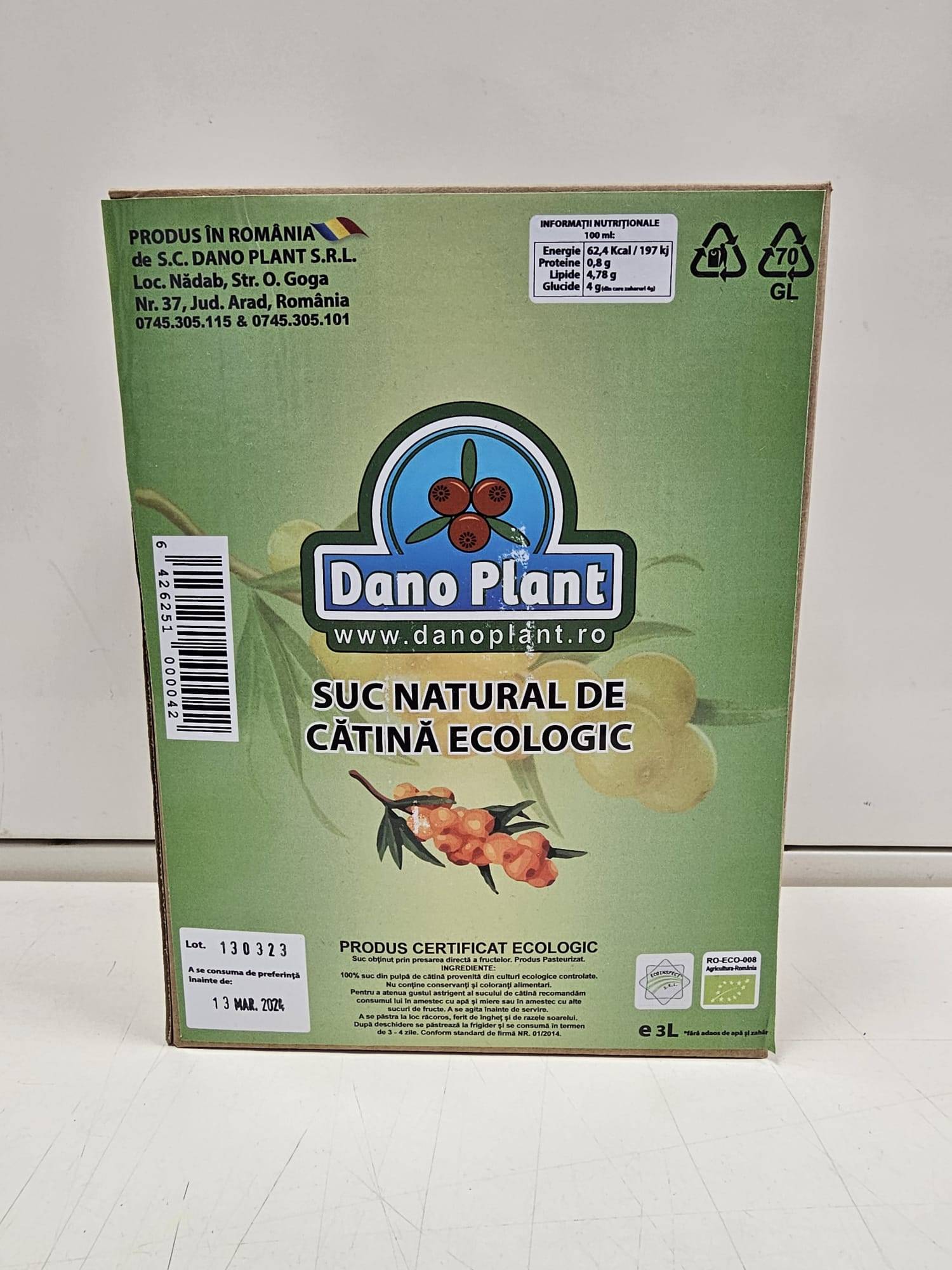 Suc de catina 3 litri, bag in box, eco-bio - Dano Plant