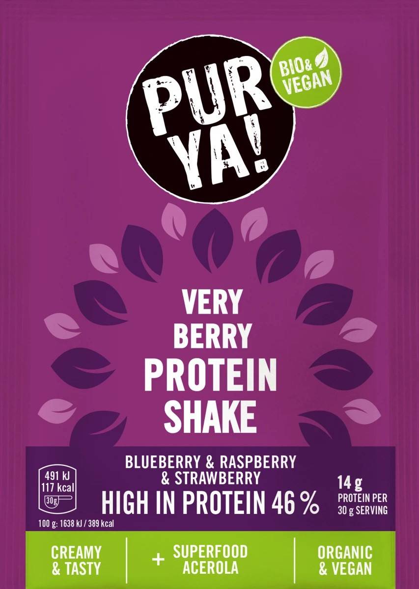 Pulbere Eco- Bio pentru shake proteic cu fructe rosii, 46% proteina, 30g Pur Ya