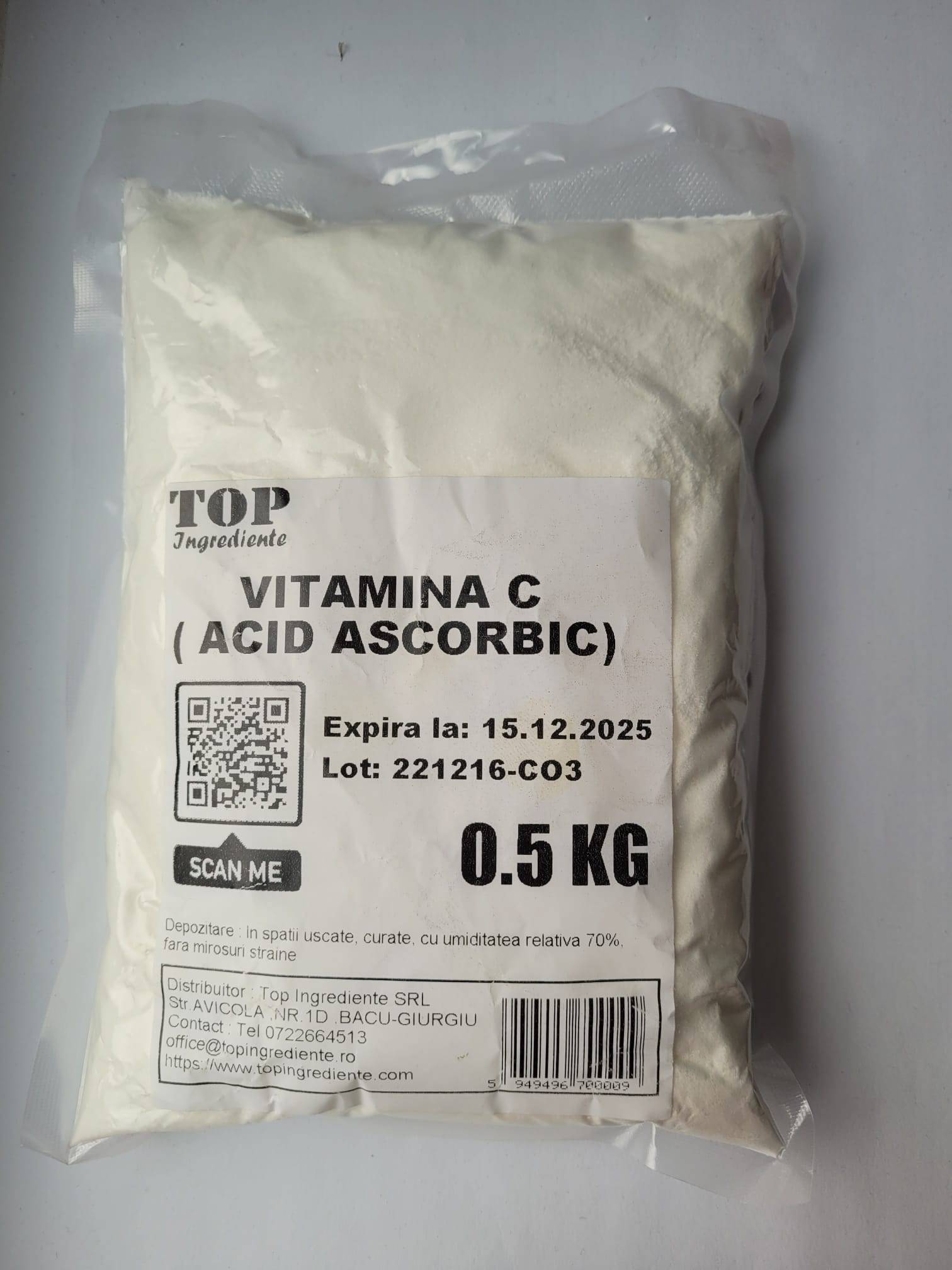 Vitamina C pulbere, 500g - Top Ingrediente