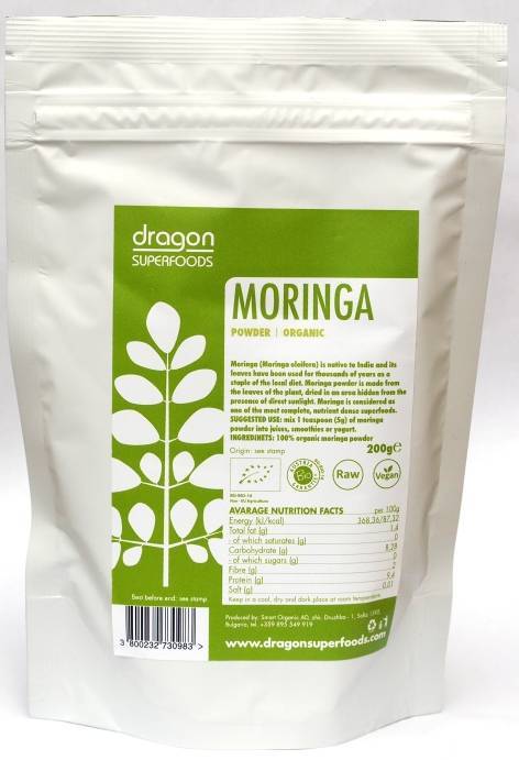 Moringa pudra eco-bio 200g - Dragon Superfoods