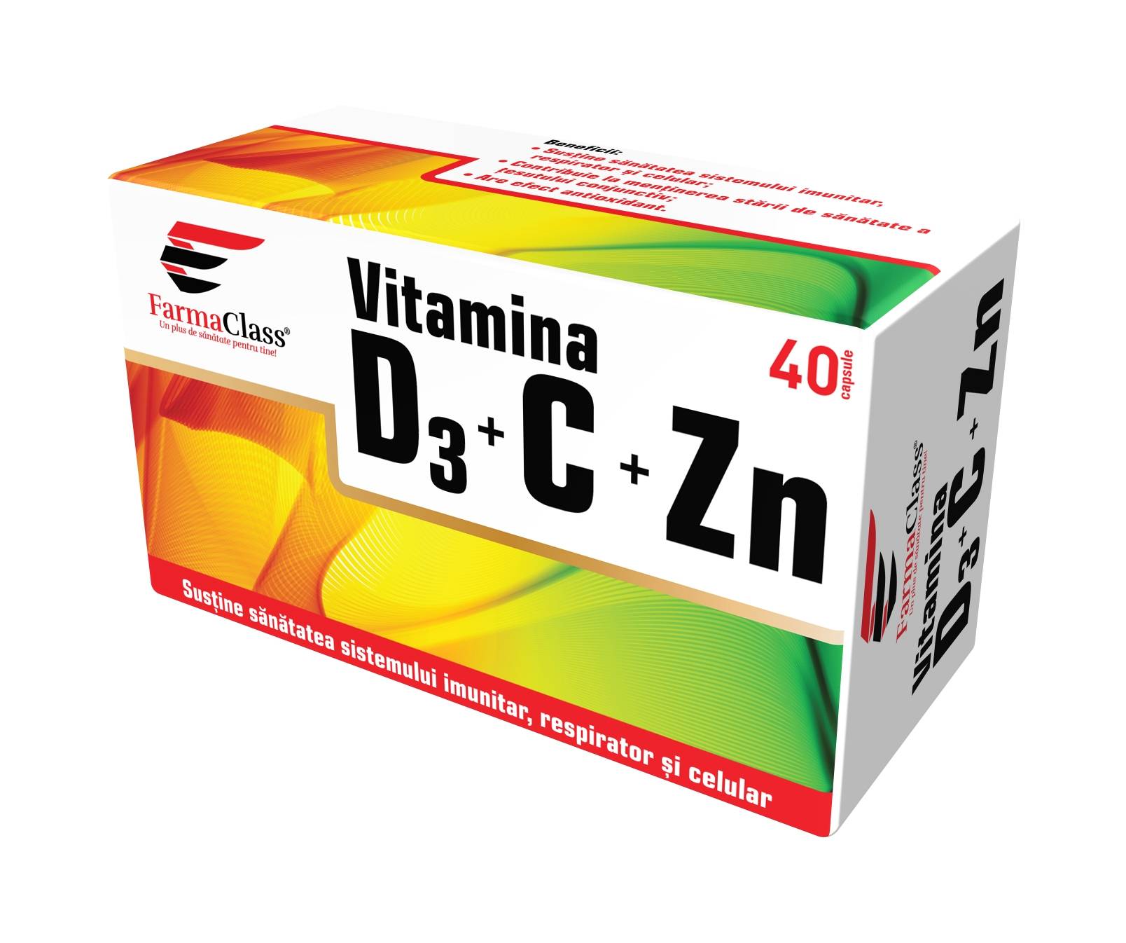 Vitamina D3+C+Zn, 40 capsule, FarmaClass