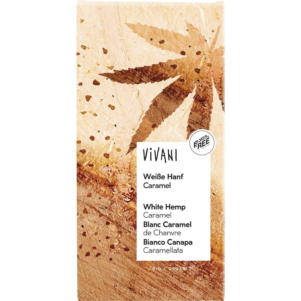 Ciocolata alba cu canepa si caramel, eco-bio, 80 g, Vivani