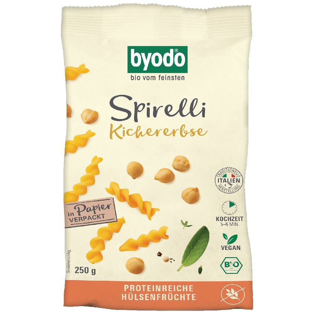 Spirelli din naut, eco-bio, fara gluten, 250 g, Byodo