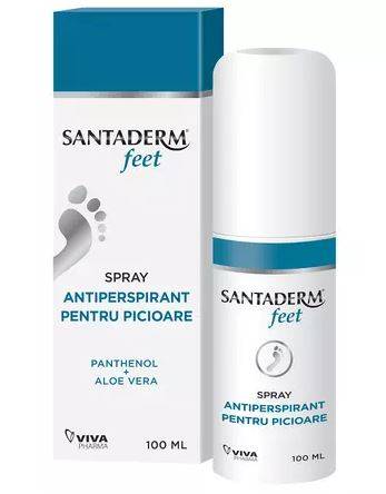 SPRAY ANTIPERSPIRANT PICIOARE Santaderm Cu PANTHENOL Si ALOE Vera 100ML - VIVA PHARMA