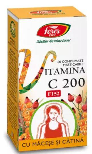 Vitamina C 200mg cu Macese si Catina F152, 60 comprimate masticabile - Fares