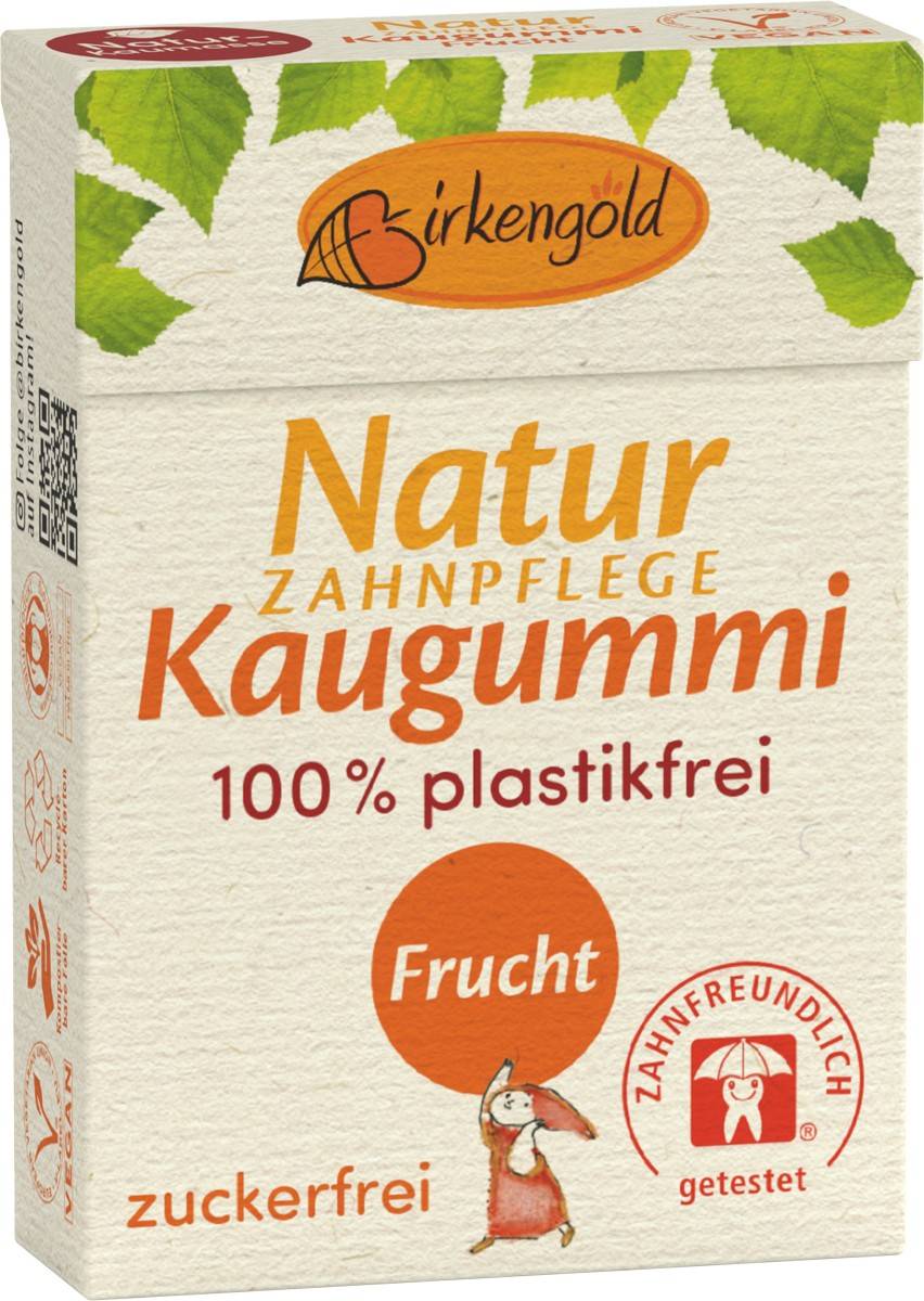 Guma de mestecat cu xylitol pentru ingrijirea dintilor, cu fructe, 28g - Birkengold