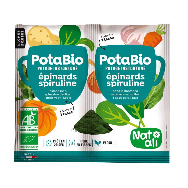 Supa instant cu spanac, spirulina si legume Eco-Bio 2 x 8.5g - Nat-ali