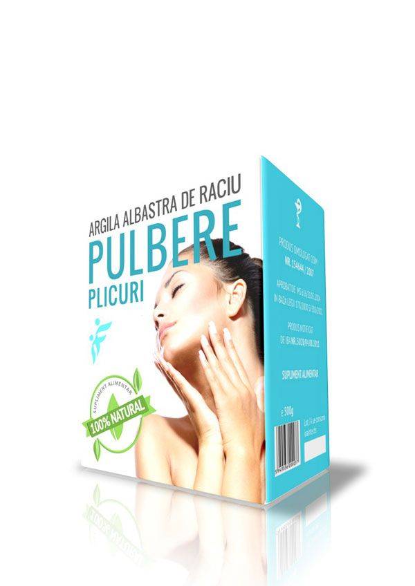 Argila albastra de Raciu - pulbere - 5 plicuri x 100g - ARGILA ALBASTRA - ROMCOS