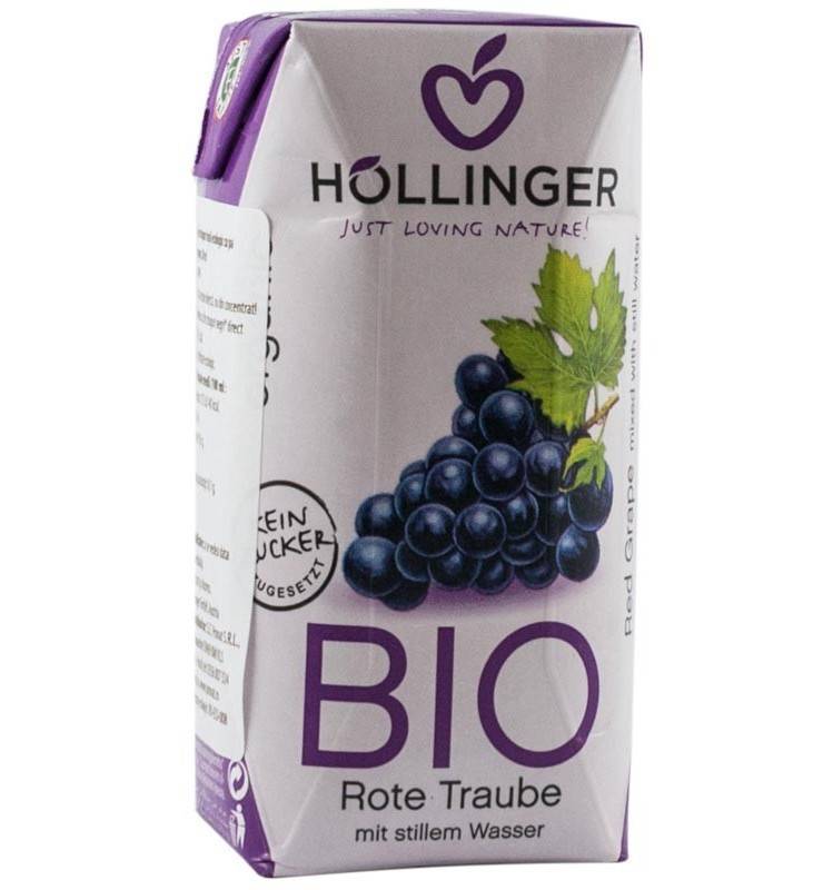 Suc de struguri rosii cu pai - eco-bio 200ml - Hollinger