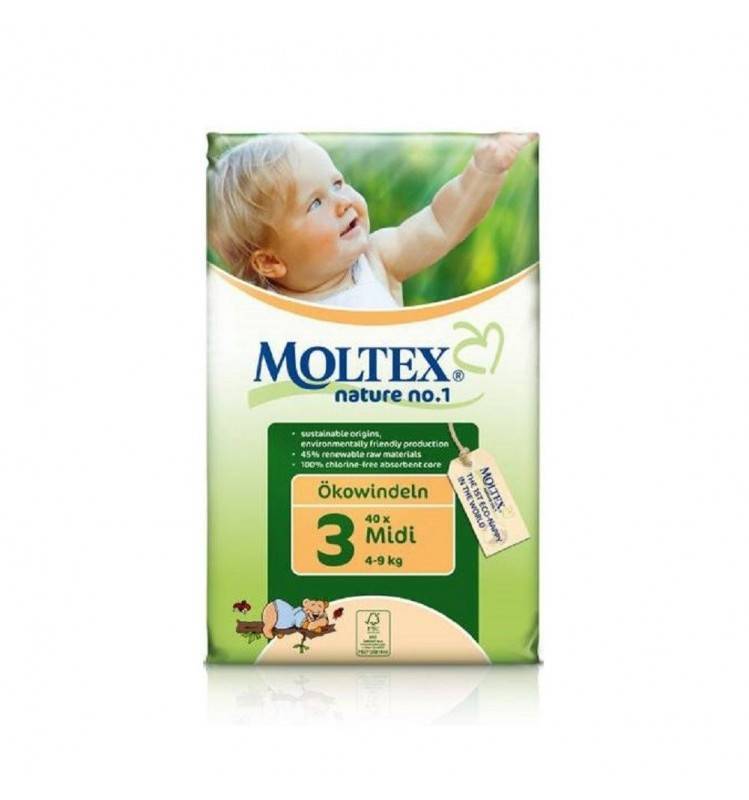 Scutece ECO bebelusi (4-9kg), nr. 3, 40buc - Moltex