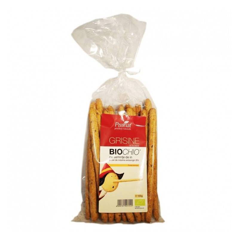 Biochio - Grisine cu seminte de in si ulei de masline - eco-bio 150g