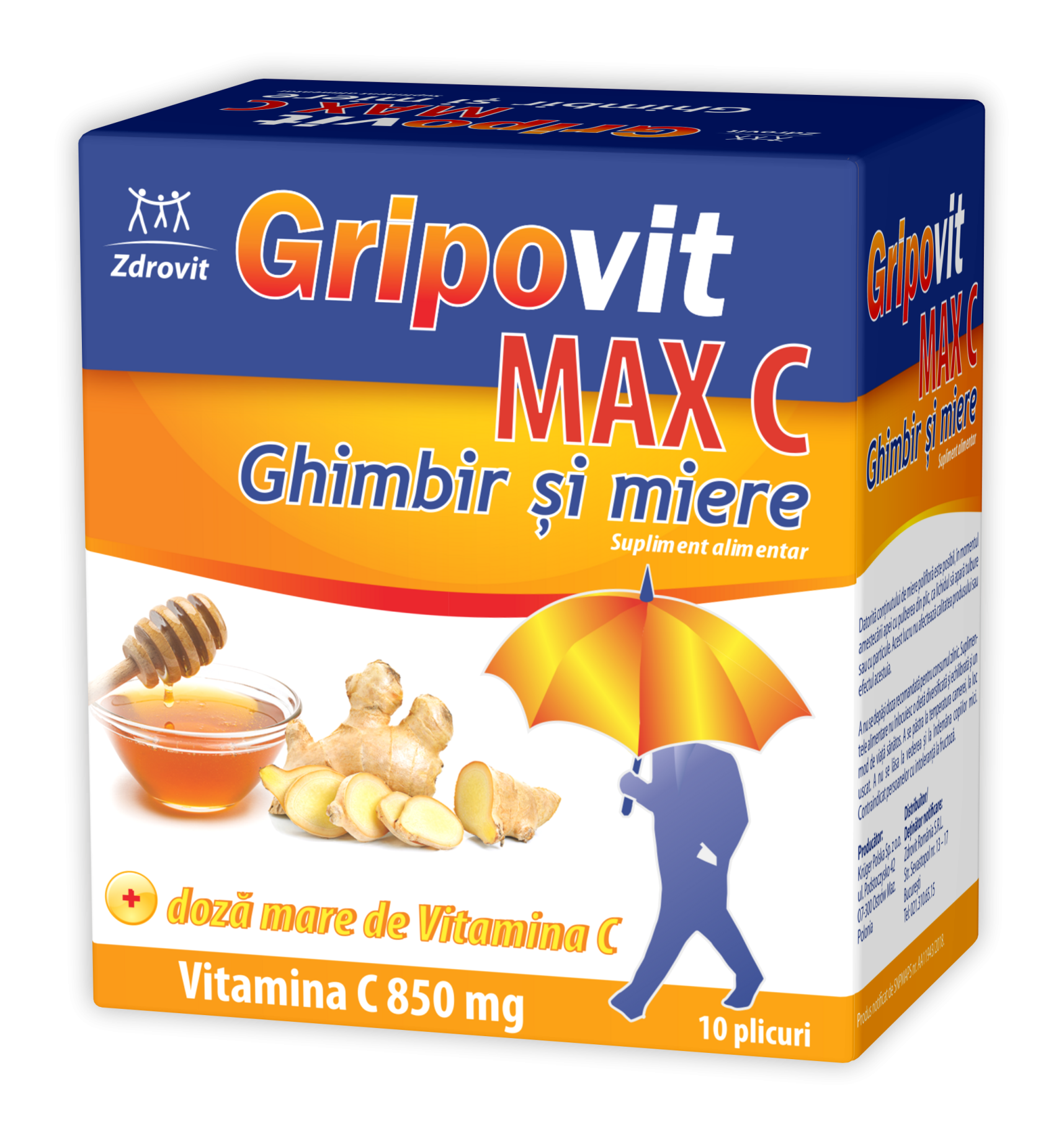 GRIPOVIT MAX C GHIMBIR MIERE 10pl, Zdrovit