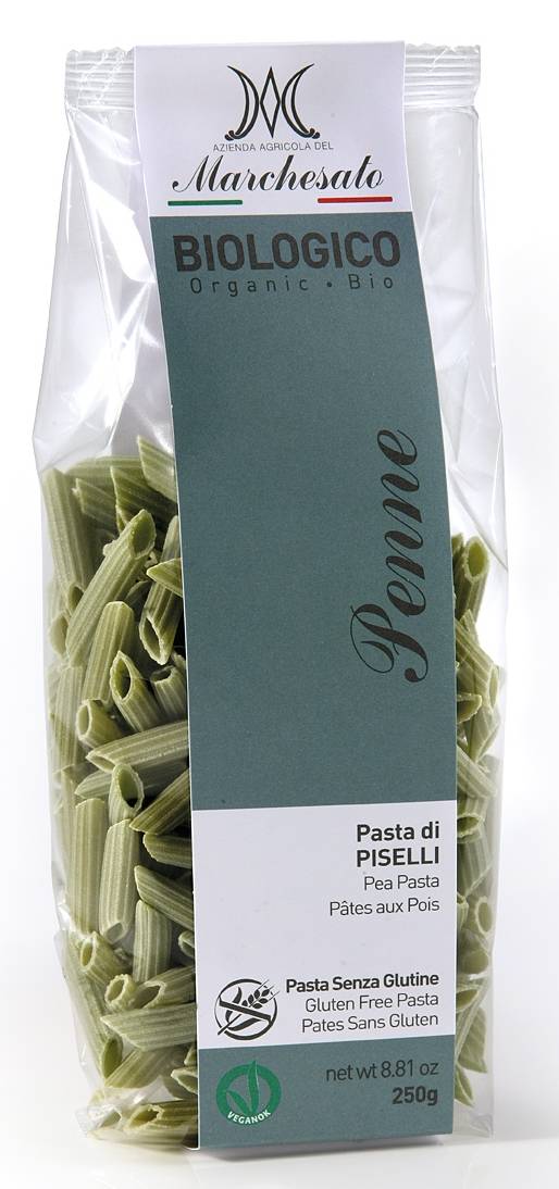 Penne din mazare verdem fara gluten, eco-bio, 250g - Marchesato