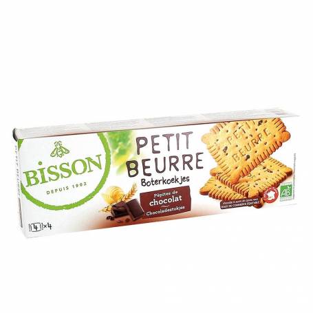 Biscuiti Petit Beurre, cu pepite de ciocolata, eco-bio, 150g - Bisson