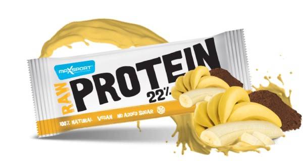 Baton proteic cu banane si cacao raw Protein 22%, 50g MAX SPORT