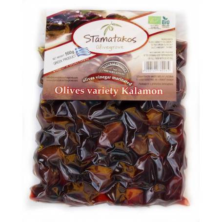 Masline Kalamata marinate in otet, vidate, eco-bio 500g