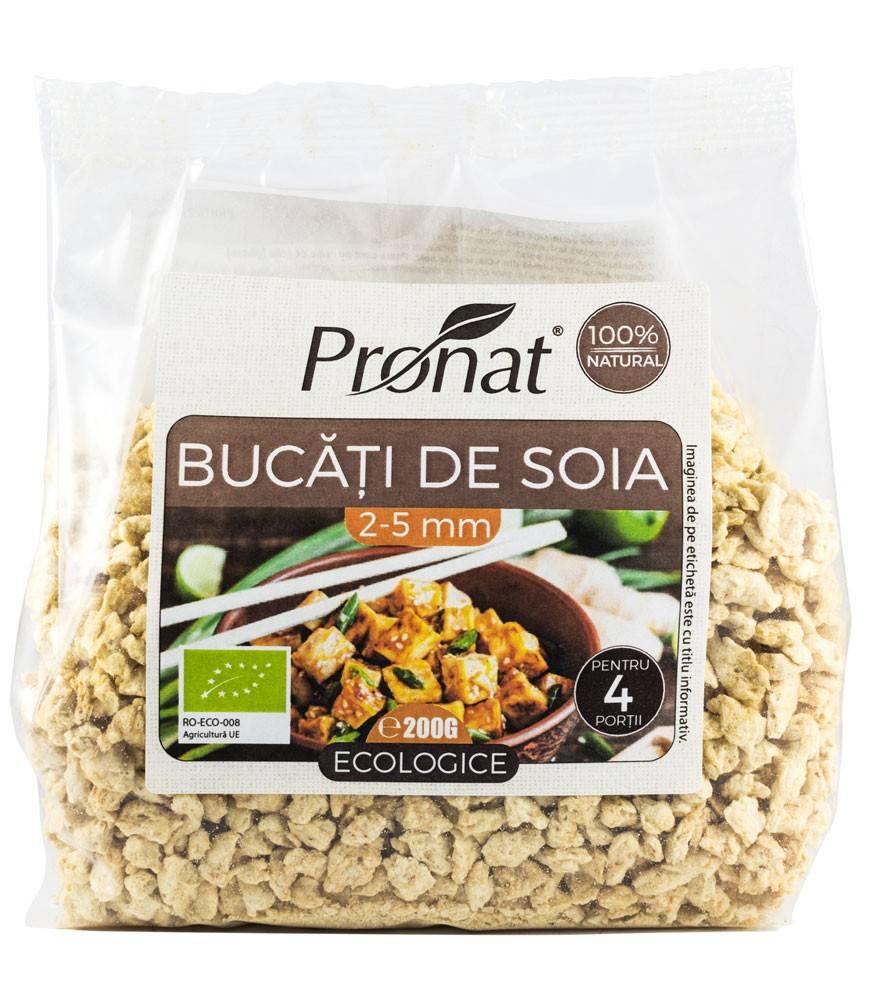 Bucati de soia Eco-Bio 2-5mm, 200g - Pronat