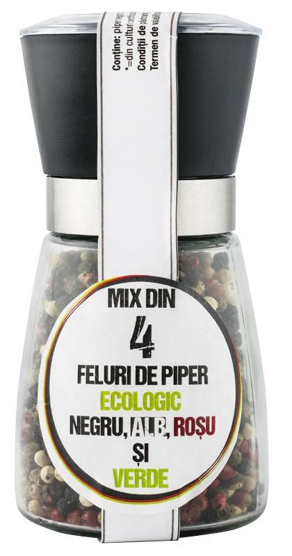 Rasnita (refolosibila) cu Mix din 4 feluri de piper Eco-Bio 90g - Pronat