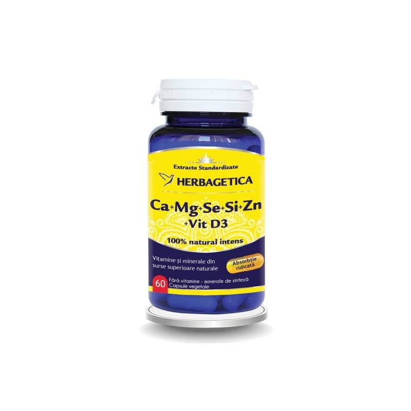 Ca+Mg+Se+Si+Zn cu vitamina D3 - Herbagetica