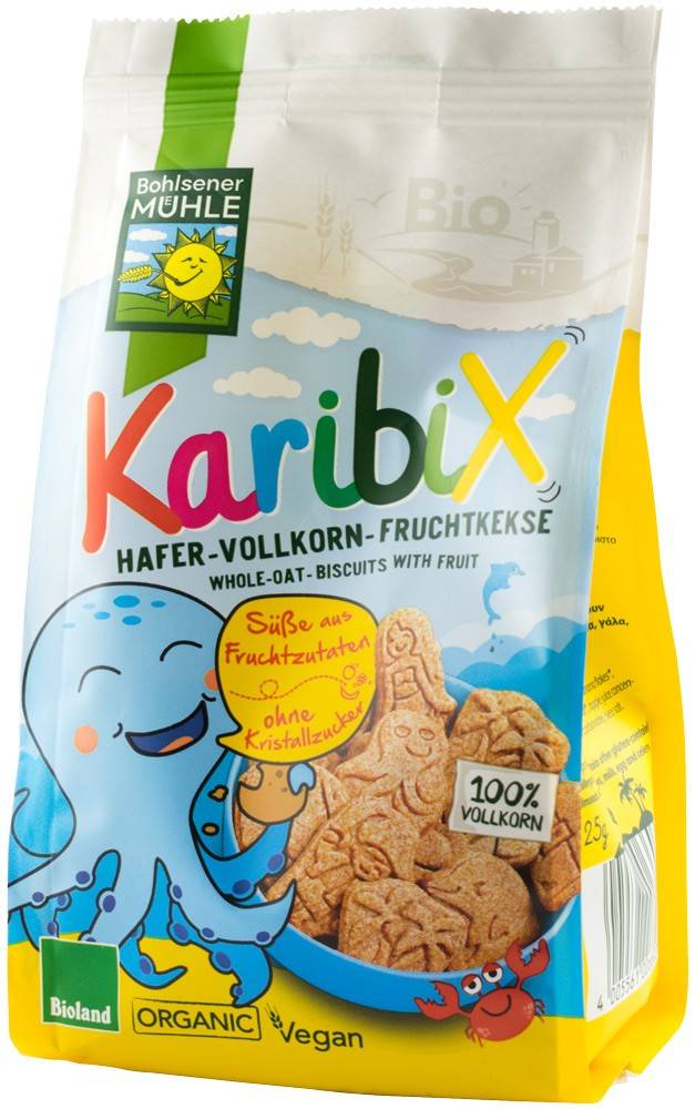 Karibix biscuiti din faina integrala de ovaz cu fructe Eco-Bio 125g - Bohlsener Muhle