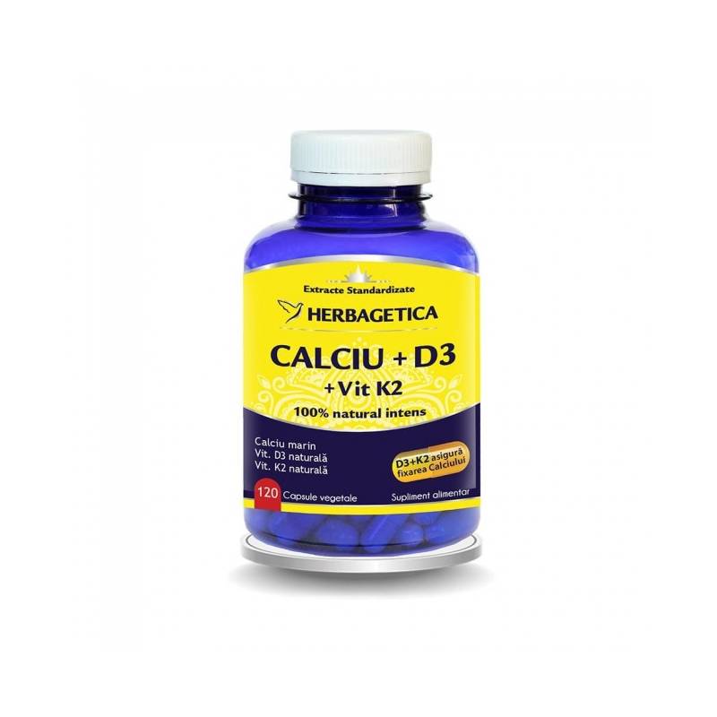 calciu 1000 mg si vitamina d3 pret CALCIU + D3 + VITAMINA K2, Herbagetica