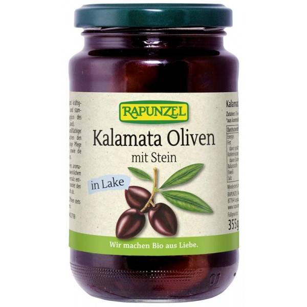 Masline Kalamata violet cu Samburi in saramura, eco-bio, 335g - Rapunzel