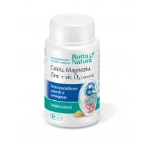 Calciu Magneziu Zinc + Vit. D2 Naturala 30cps - Rotta Natura