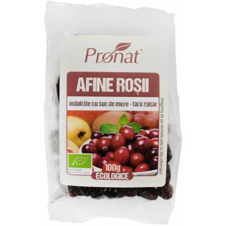 Afine rosii - indulcite cu suc de mere, eco-bio, 100g, Pronat