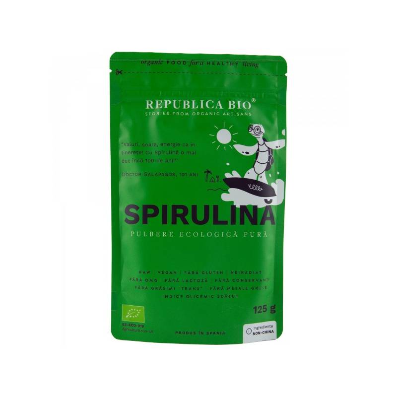 Spirulina pulbere pura, eco-bio, 125g - Republica bio