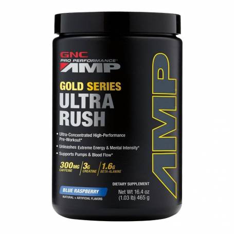 Pre-workout Cu Aroma De Zmeura Albastra, Amp Gold Series Ultra Rush 465g - GNC