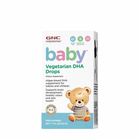 Milestones Baby Vegetarian Dha Drops, Picaturi Cu Dha Vegetal Pentru Bebelusi 32ml - GNC