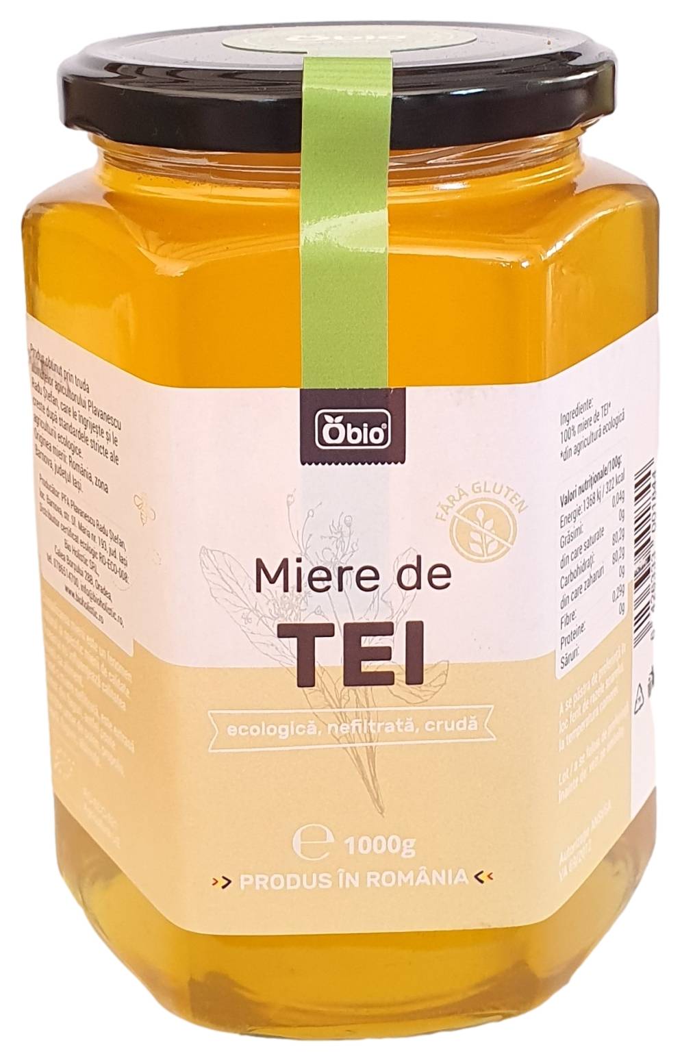 Miere de tei, cruda, nefiltrata, eco-bio - Obio 1kg