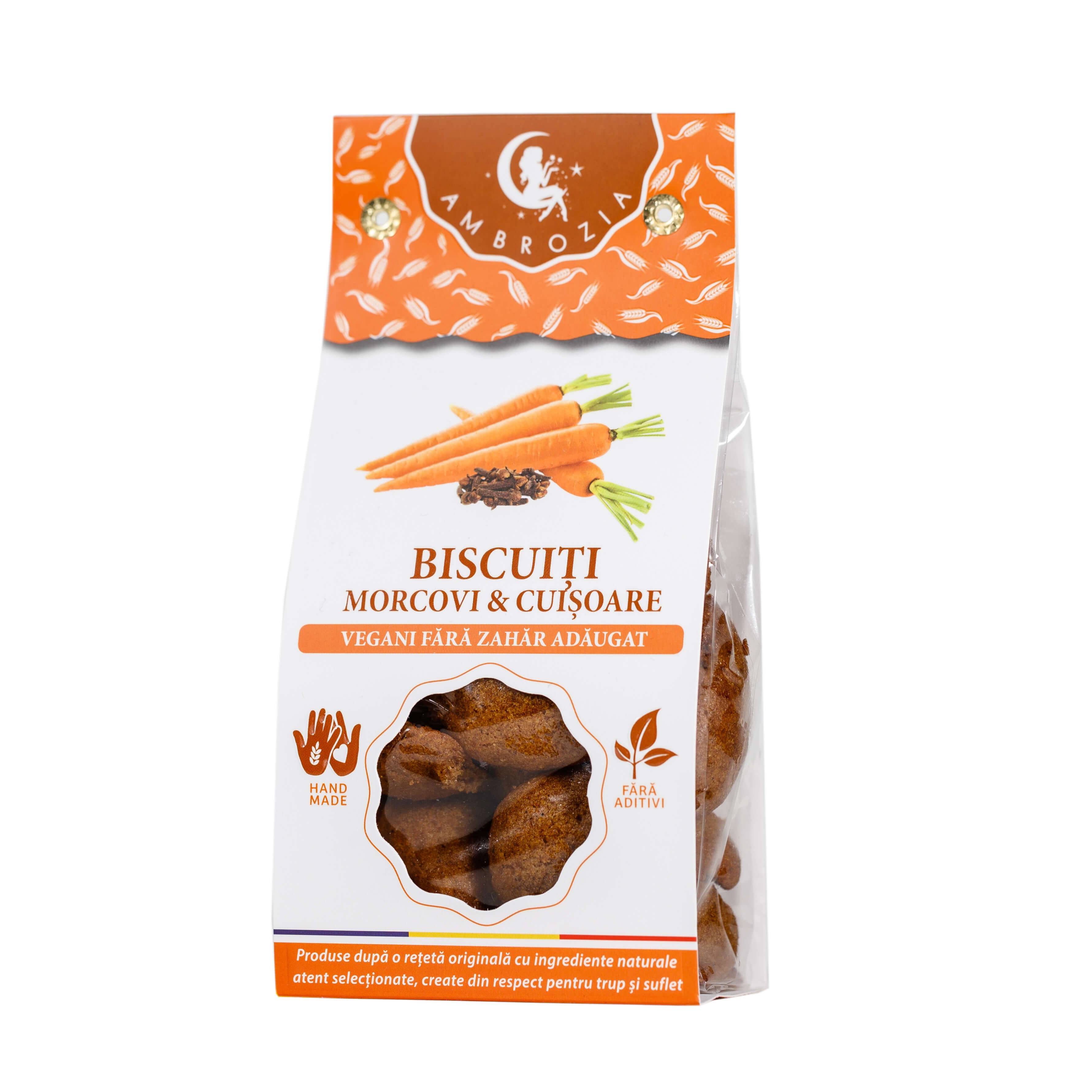 BISCUITI VEGANI CU MORCOVI SI CUISOARE, fara zahar, 130g - Hiper Ambrozia