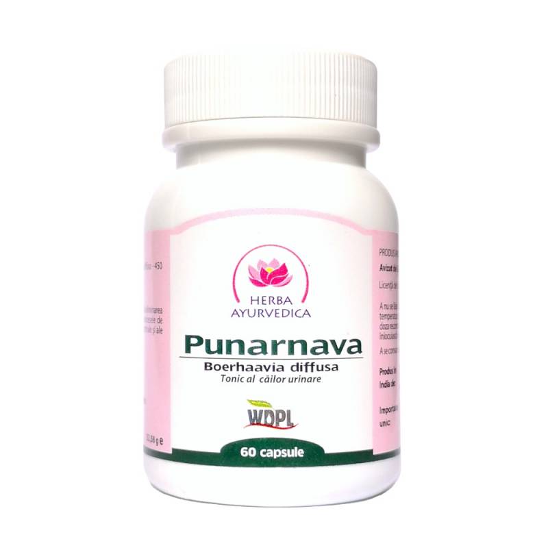 Punarnava, tonic al cailor urinare 400mg, 60cps - Herba Ayurvedica