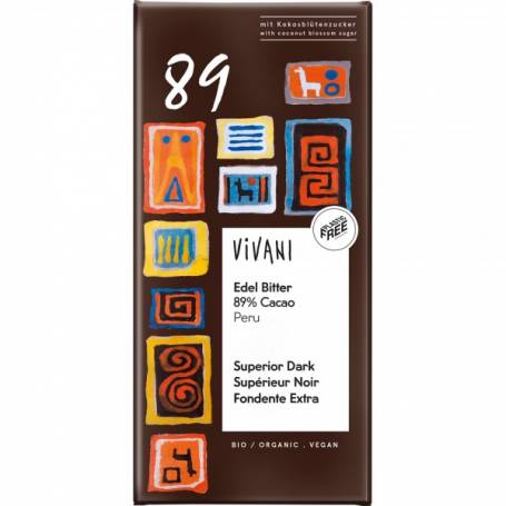 Ciocolata amaruie cu 89% cacao, eco-bio, 80g - Vivani