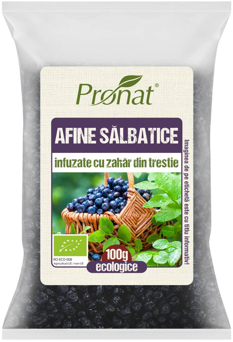 Afine salbatice indulcite cu zahar din trestie Eco-Bio 100g - Pronat