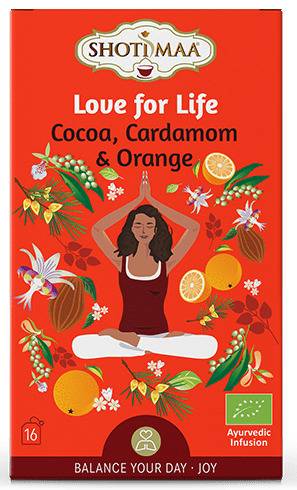 Ceai Shotimaa Balance Your Day, Love for Life, cacao, cardamom si portocala, eco-bio, 16 plicuri, Shotimaa