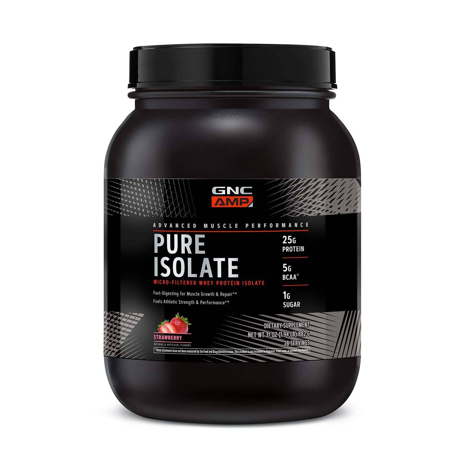 Amp Pure Isolate, Proteina Izolata Din Zer, Cu Aroma De Capsuni, 882g - Gnc