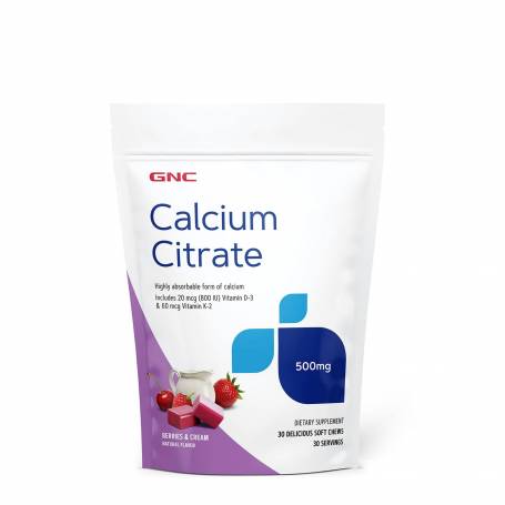 Calciu Citrat Caramele Cu Aroma Naturala De Fructe De Padure Si Frisca, 30 Caramele - Gnc