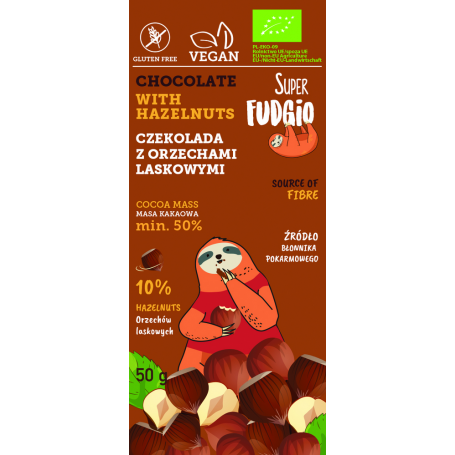 Ciocolata vegana cu alune de padure, fara gluten, 50g, ECO-BIO, BioAgros