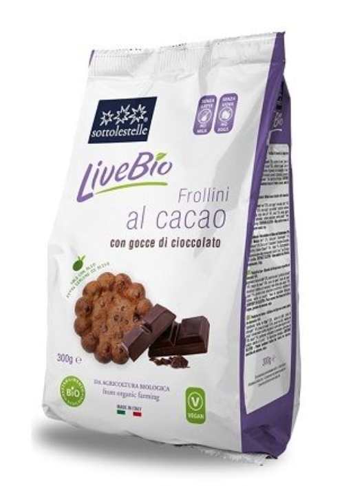 Biscuiti cu cacao si bucati de ciocolata, 300g - Sottolestelle