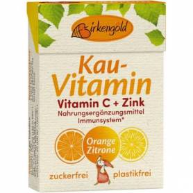 Bomboane cu xylitol, vitamina C si Zinc, 28g, Birkengold